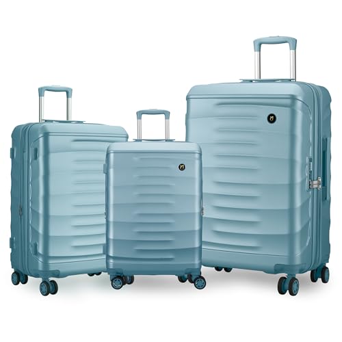Image of Maleta Crescent Set of 3 | Small + Medium +Large| TSA Lock,Expandable,Anti-Theft Zipper,Wet-Dry Compartment| Trolley Bags | Luggage| Suitcase for Travel (Mint Green, Set of 3 (Small-Medium-Large))