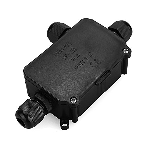 IP68 2/3 Way Waterproof Outdoor 3 Cable PG9 Black Plastic Connector Gland Electrical Junction Box 240v UK Mains, Plastic Easy Insertion and Extraction (3 Way Junction Box)