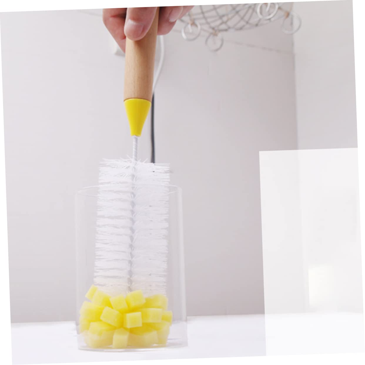 ERINGOGO 1Set Kitchen Scrubber Cleaning Brushes for Cookware Includes Handheld Scrubber Long Handle Brush and Cup Brush No Odor Durable Easy to Clean