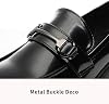 Mocasines plataforma gruesa para mujer con hebilla, cuero charol negro, zapatos tipo penny loafers, moda para oficina, trabajo, escuela, vestir casual, cómodos, slip-on 5