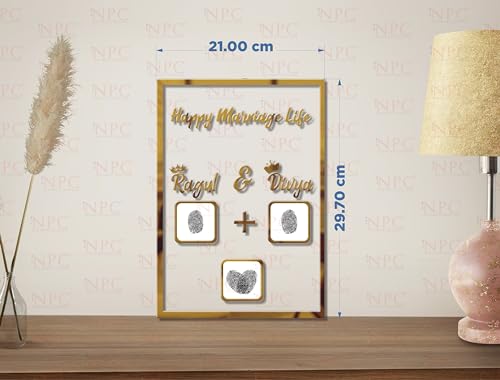 Image of Couple Thumb Gift | 29 * 21 CM | Wedding Thumb Print |Finger Print Gift| Personalized Text | Valentine's day Gift