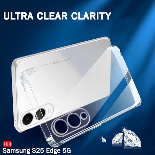 Image of TheGiftKart Back Cover Soft Case for Samsung Galaxy S25 Edge 5G | Best Camera Protection | Inbuilt Dust Plugs & Anti-Slip Grip | Ultra Clear Slim Back Cover Case (Silicone, Transparent)