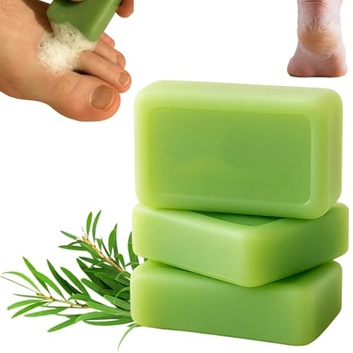 Jabón en barra Relief, jabón con aceite de árbol de té, rutina natural a base de hierbas para los pies, control del olor y limpieza refrescante diaria (3pcs)
