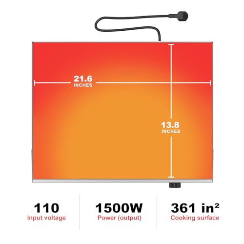 Image of 22'' * 14'' Commercial Electric Countertop Griddle -110V Flat Top Griddles w / 122-572F Adjustable Temperature and Non-Stick, 3000W Stainless Steel Electric Griddle w / 10mm Thick carbon steel