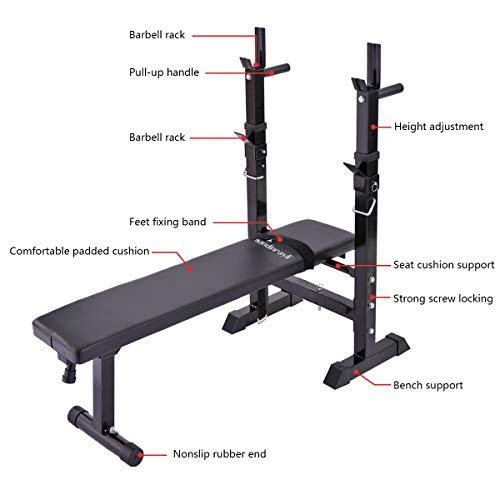 JAXPETY Adjustable Folding Weight Lifting Flat Incline Bench Fitness Workout Bench for Full Body Exercise New