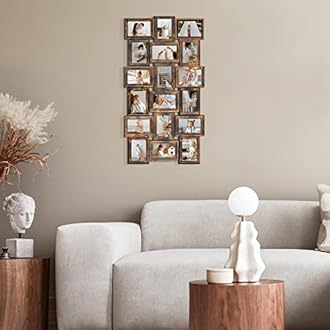 HELLO LAURA - 4x6 Picture Frame Collage With 18 Openings for Wall - Large Photo Frame Collage Wall Decor for Living Room Bedroom - Rusted Gold