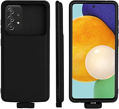 Battery Case for Samsung A52/A52S, 5000mAh Rechargeable Extended Backup Battery Charger Case for Samsung Galaxy A52/A52S 5G [6.5"] Portable External Power Bank Battery Charging Case Pack Cover, Black