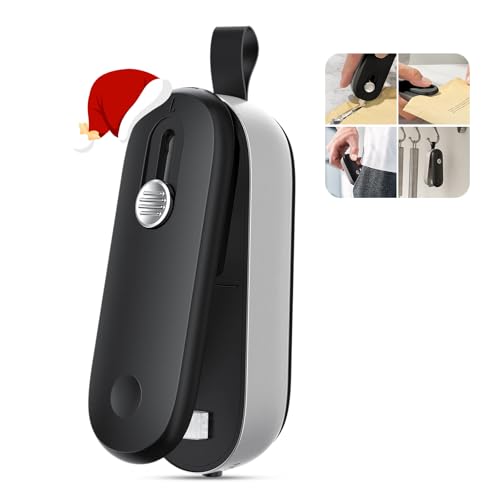 ODSD 2 in 1 Mini Bag Sealer - Heat Seal & Cutter with Lanyard, Portable Handheld Chip Bag Sealer for Snacks, Candies & Food Storage (Batteries Included)