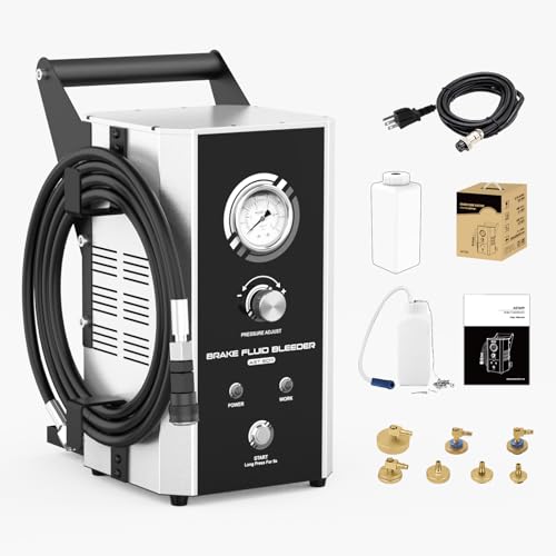 Brake Fluid Bleeder,AST609 Pulsating Brake Fluid Bleeder,Adjustable Pressure Automotive Brake System Bleeding Tool,Automatic Brake Oil Exchanger Tool With One-button Fluid Exchange,7pcs Adapters,110V