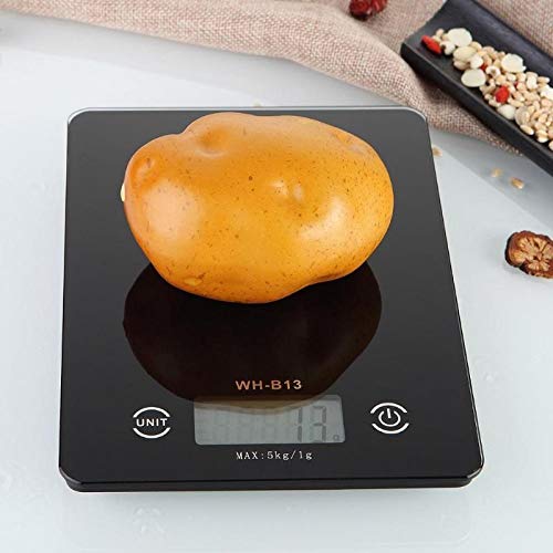 Balance de cuisine électronique en verre trempé avec rétroéclairage LCD 5 kg/1 g