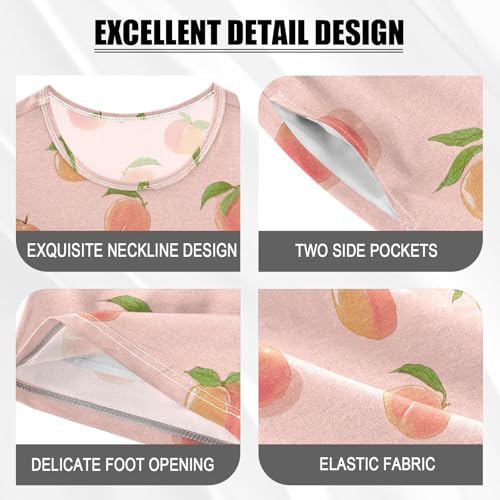 Vdsrup Peach Fruits Pink Summer Pajamas Set Short Cotton Sleepwear 2 Piece Unisex 5Y3