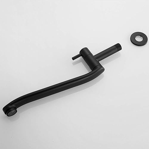 Miniatura 7 de Grifo de agua fría negro montado en la pared lavadora fregona piscina jardín grifos (8.3 in)