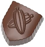 Chocolate World 12047 Clear Polycarbonate Chocolate Mold with 24 Cocoa-Pod-Coat-of-Arms Cavities 27mm x 31mm x 15.5mm High