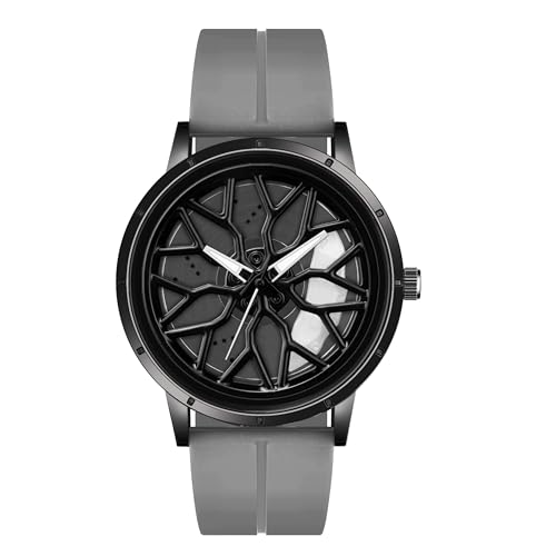 Image of Shocknshop RevolveX Rotating Hollow Wheel Hub Creative Fashion Analog Silicone Magnetic Strap Wrist Watch for Men Boys -WCH368