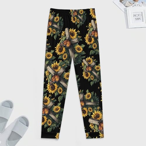 Butterfly Sunflower Crosss God Christian Men's Pajamas Pants Lightweight Sleep Lounge Pant Pjs Bottoms Casual Sleepwear4