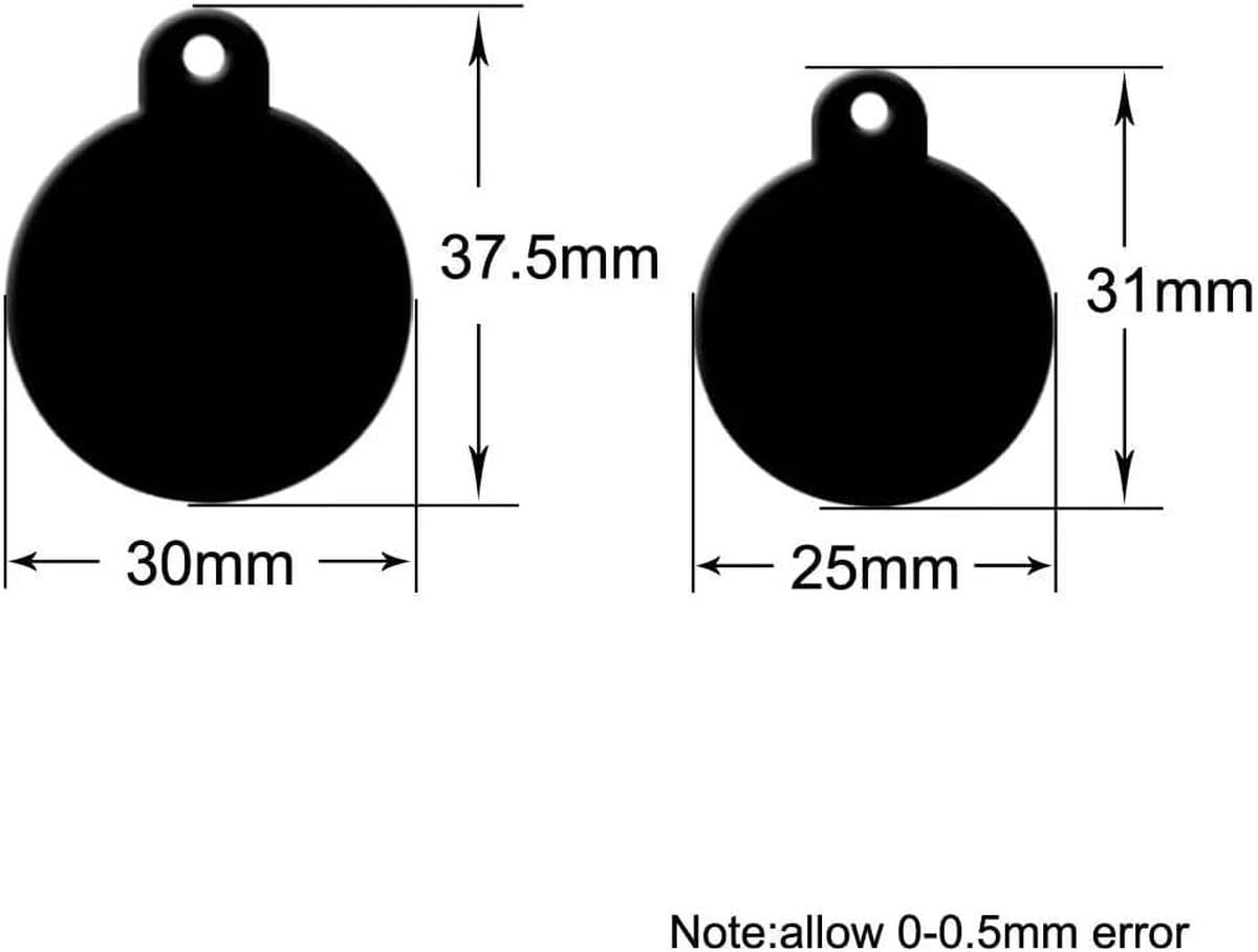 Lot de 100 étiquettes rondes en aluminium pour animaux de compagnie, personnalisables, pour identification de chien, en fourrure, vierges, avec nom et adresse, numéro de téléphone, gravées sur mesure