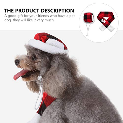 POPETPOP Natal Pet ChapÃ©u Cachecol Conjunto Floco de Neve Xadrez DecoraÃ§Ã£o Pet Santa Natal ChapÃ©