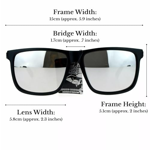 Locs Mirror Lens Gangster Oversized Rectangular horned Sunglasses Silver2