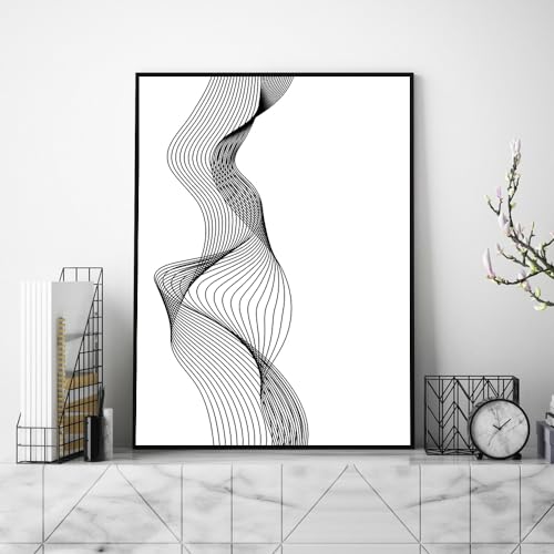 Decoración de arte moderno con cuadros abstractos en blanco y negro para paredes de salón 2