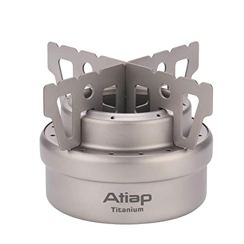 ATiAP Alkoholkocher Backpacking Herd Camping Kocher Alkohol Brenner mit Kreuzständer Titan Ultraleicht Tragbar