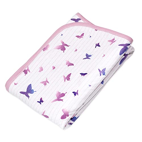 Image of HonestBaby Matelasse Reversible Receiving Blanket 100% Organic Cotton for Baby Boys, Girls, Butterfly, One Size