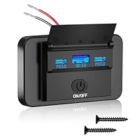 Daakro USB Ladebuchse 12V Autoladegerät 72W Dual PD3.0 Typ C & QC3.0 USB Handy Schnellladegerät Wasserdicht mit Schalter für 12 V / 24 V Wohnwagen, Autos, Motorräder, LKWs