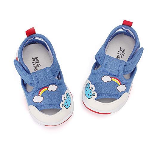 Baby Shoes Boys Girls First Walkers Sandals Cute Animals Toddler Sneakers Prewalkers Rubber Sole Navy Rainbow 18-21 Months #TOP2