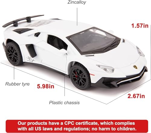 Image of New 1:32 LP750 Diecast Alloy Metal Pull Back Car with Openable Doors Music Sound and Light Vehicle Toy Car for Kids Boys (Black)