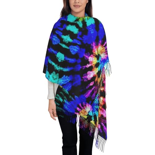 Tie Dye 77.6"*28.3" Print Fringed Scarf Shawl For Women Lightweight Scarf Fall Winter Thick Scarf3