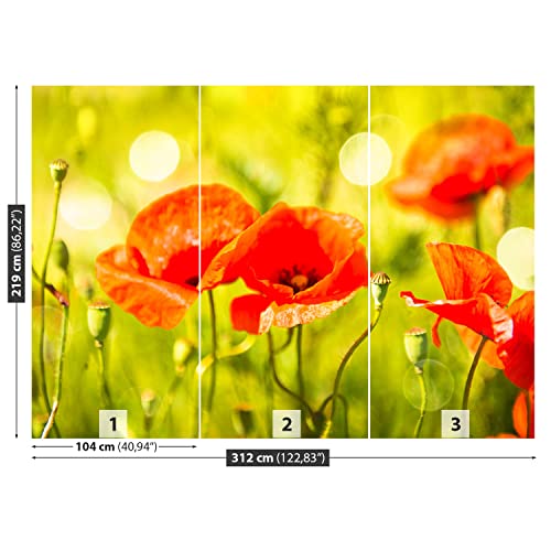 Papier peint coquelicots Tulup intissé pose facile 312cm - 7