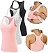 Ymmchy Lot de 3 débardeurs à dos nageur pour femme avec soutien-gorge et étagère, Lot de 3 - Noir/blanc/rose, XL