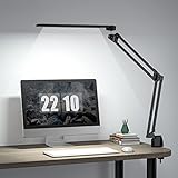LED Desk Lamp with Clamp, OZAPZ 12W LED Clamp Light with 5 Color Temperatures, Stepless Dimmer, Metal Clamp Lamp with 360 Degree Swing Arms, Clamp Desk Lamp for Work, Living Room, Sewing, Craft(Black)