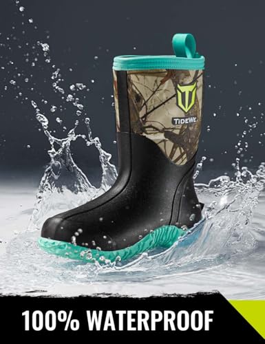 TIDEWE Rubber Boots for Women with Steel Shank, 6mm Neoprene Waterproof Insulated Mid Calf Rain Boots, Sturdy Hunting Work Boots for Farming Gardening Fishing2