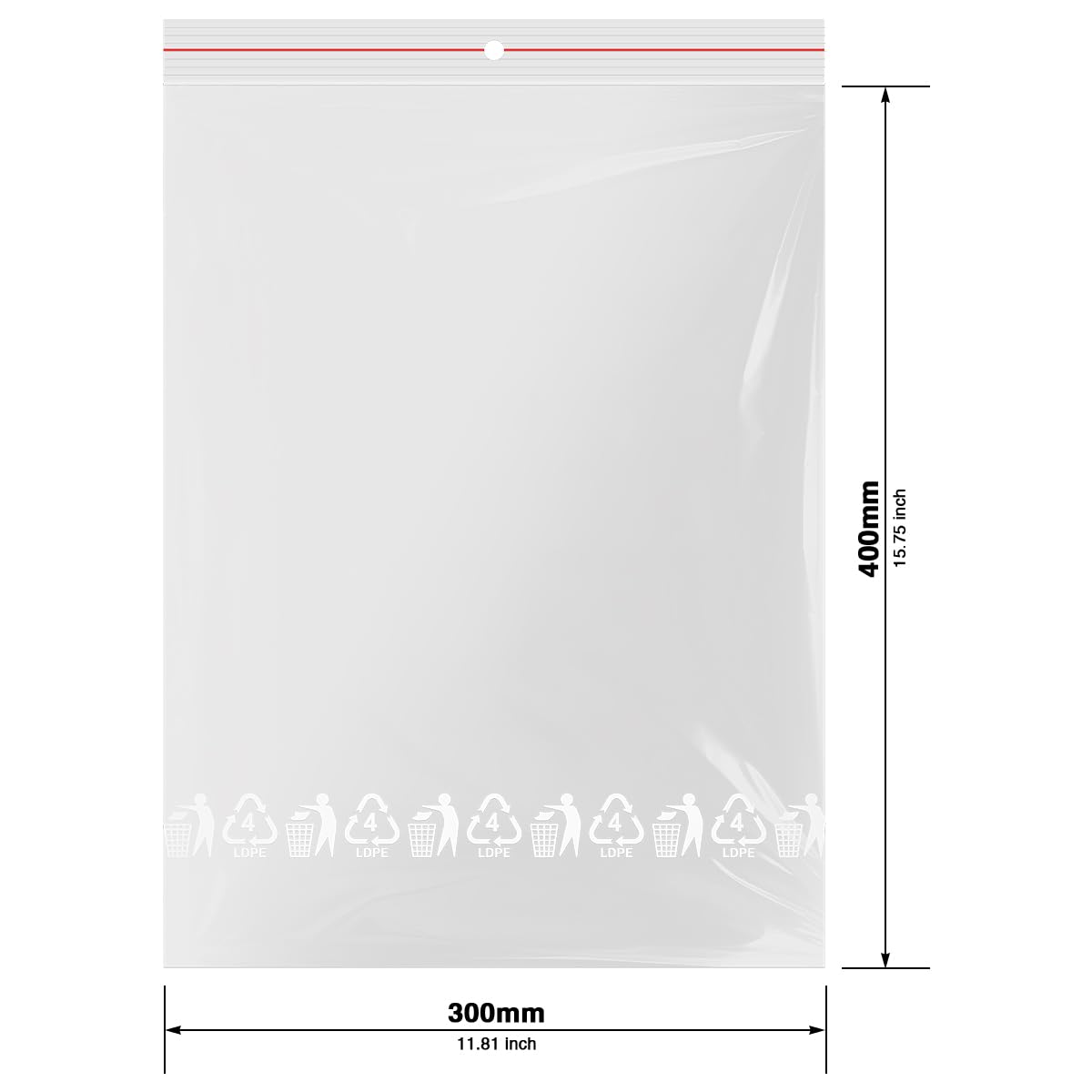 verpacking sachets à fermeture zip 300 x 400 mm [taille et quantité au choix] transparents 50 µm sachets en polyéthylène en plastique refermables (300 unités)