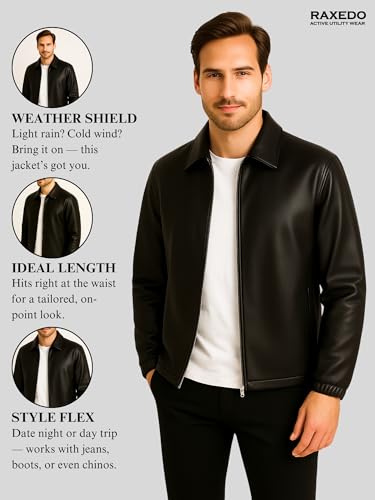 Image of Brown Faux Leather Jacket For Men - Lightweight Stylish Travel Outerwear For Bikers | Leather Jacket For Man - Stylish Lightweight Travel-ready Jacket