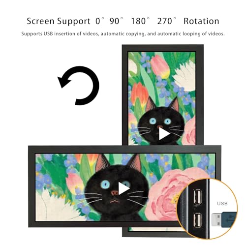 Image of VSDISPLAY 12.3'' Advertising LCD Monitor 1920X720 IPS Stretched Bar Display | Small Digital Signage Display Supports USB Input Auto Copy Autoplay