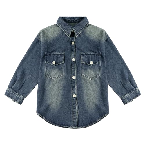 Rolanko Camisa Vaquera con Botones para Niña, Blusa Jeans de Algo...