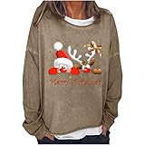Merry Christmas 2022 Women's Santa Claus Elk Print Crewneck Long Sleeve Top Sweater Fashion Autumn...