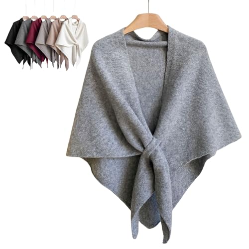 Promptanda Women's Solid Color Wool Blend Shawl, Neattidyly Women's Solid Color Scarf, Knit Wraps Triangle Scarf for Travel