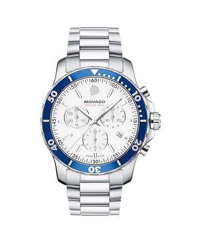 Movado Series 800 Men's Watch - Swiss Quartz Chronograph, Stainless Steel Bracelet - Modern, Sporty Luxury Fashion Timepiece for Him - 42mm