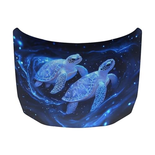Image of Blue Sea Turtle Design Hood Cover for Truck Stretchable Engine Cover Can be Washed Hood Wraps Universal for Cars