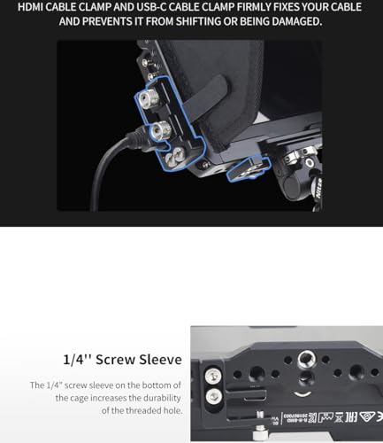 Image of Monitor Cage for Blackmagic Video Assist 5 inch 12G / 3G, Nitze Cage with HDMI and USB-C Cable Clamps