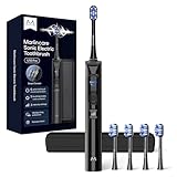 Marlincare Electric Toothbrush, Sonic Toothbrush for Adults Teens with Pressure Sensor, AI Zone Cleaning Tracking, 5 Modes & 3 Intensities, 180 Days Battery Life, 4 Brush Heads with Travel Case, Black