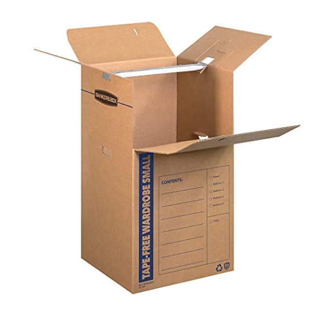 Bankers Box Short Wardrobe Box 3 Pack, Tape-Free Design, 20-in x 20-in x 34-in (7710401)