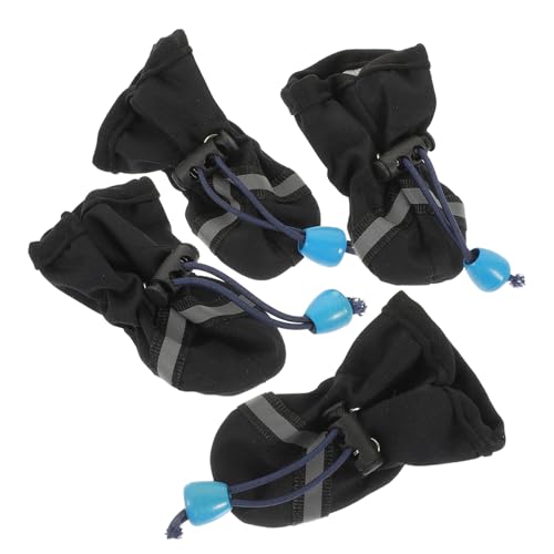 Yardwe Dog Boots Waterproof Pet Shoes 4pcs Dog Foot Muffs Suspender Boots Random Color