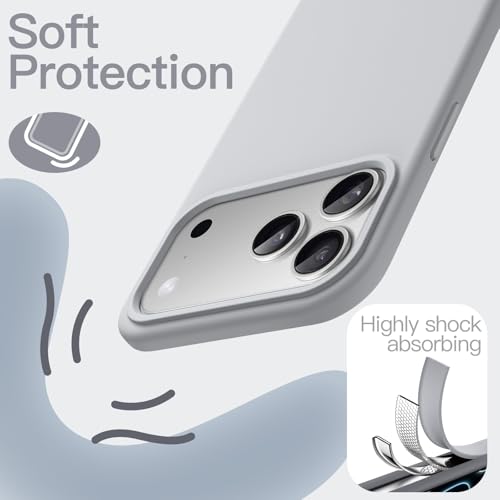 Image of JETech Liquid Silicone Case for iPhone 17 Pro Max 6.9-Inch, Silky Soft Touch Full-Body Protection, Anti-Scratch Shockproof Phone Cover with Microfiber Lining (Grey)