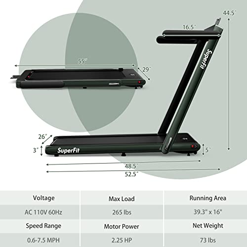 Image of Goplus 2 in 1 Folding Treadmill, 2.25HP Superfit Under Desk Electric Treadmill, Installation-Free with Remote Control, APP Control and LED Display, Walking Jogging for Home Office
