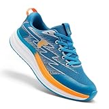 Men's Orthopedic Breathable Walking Shoes: Comfort Plantar Fasciitis Heel Spur High Arch Supportive Ankle Pain Relief Running Shoes, Casual Achilles Tendonitis Hiking Sneakers Blue/Orange Size 9.5