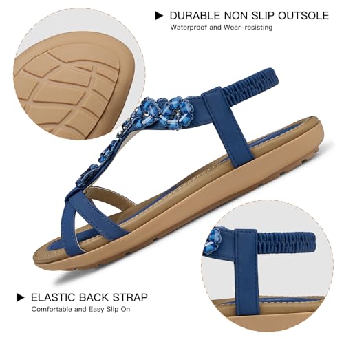 Image of SHIBEVER Dressy Flat Women Sandals: Comfortable Arch Support Womens Sandal