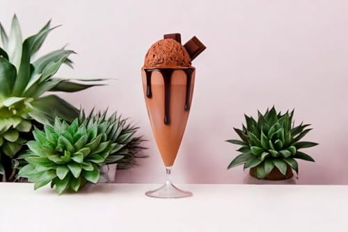 Image of Plastic Milkshake Glass Set - Transparent Elegant Stem for Dessert, Smoothie, Falooda, Mocktail & Juice - Lightweight Serving Cups for Party, Cafe, Kitchen & Restaurant Use (230ML) (6 Pcs)